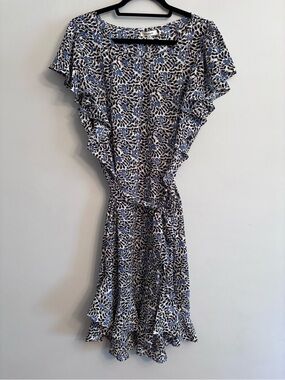 NWT Max Studio Blue & White Floral Ruffle Midi Dress